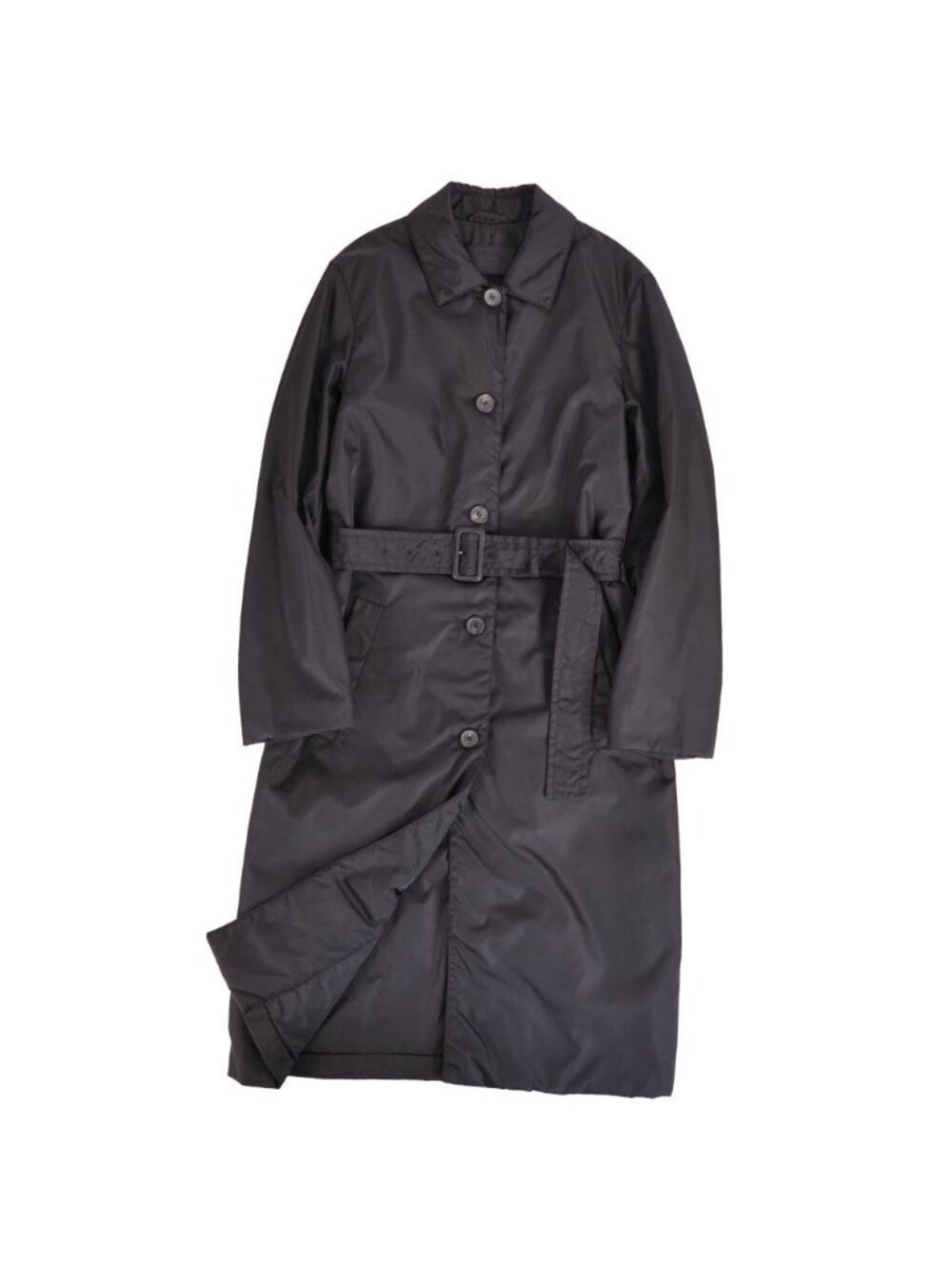 Prada Coat Belted Long Nylon Padded